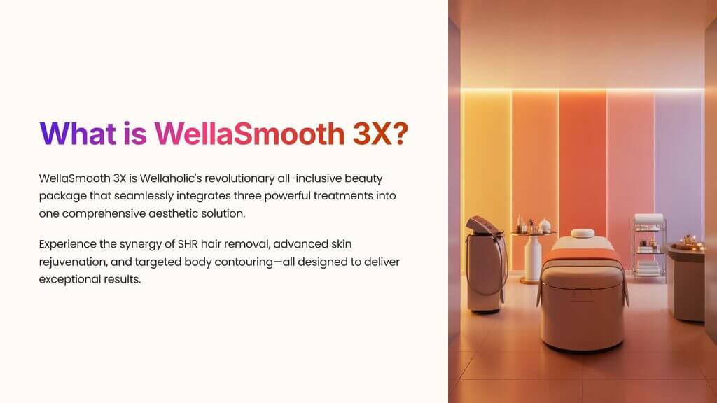 WellaSmooth 3X is Wellaholic's revolutionary all-inclusive beauty package that seamlessly integrates three powerful treatments into one comprehensive aesthetic solution.