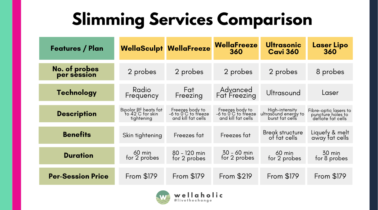 2022-06 Wellaholic Services Comparison - Slimming Price