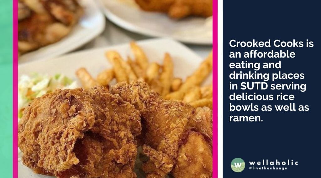 Crooked Cooks is an affordable eating and drinking places in SUTD serving delicious rice bowls as well as ramen.