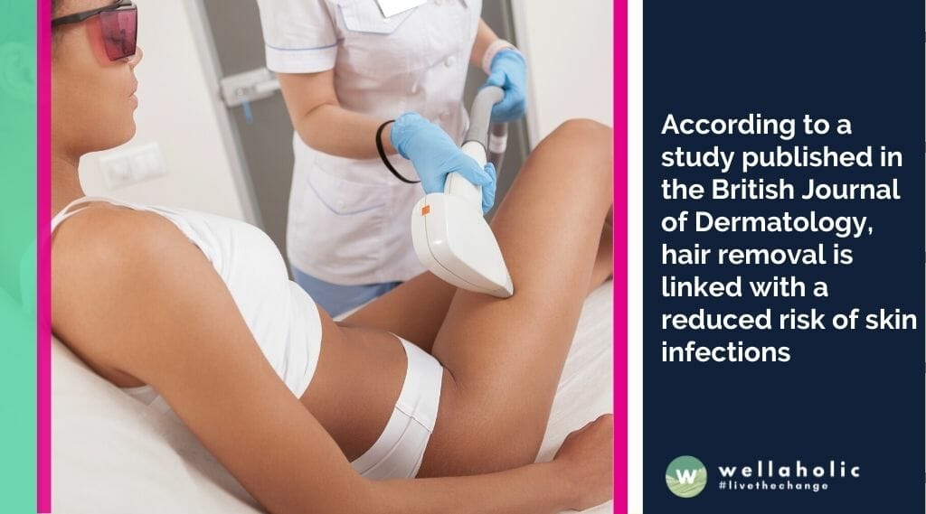 According to a study published in the British Journal of Dermatology, hair removal is linked with a reduced risk of skin infections