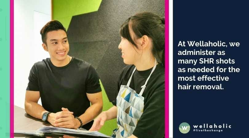 At Wellaholic, we administer as many SHR shots as needed for the most effective hair removal. You only pay a single price and relax while our experienced consultants do their magic to target hair follicles to help you achieve smooth skin