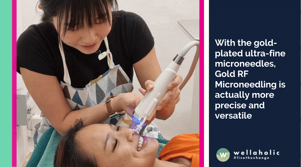 有了镀金的超细微针，黄金射频微针美容疗程实际上更加精准和多功能。