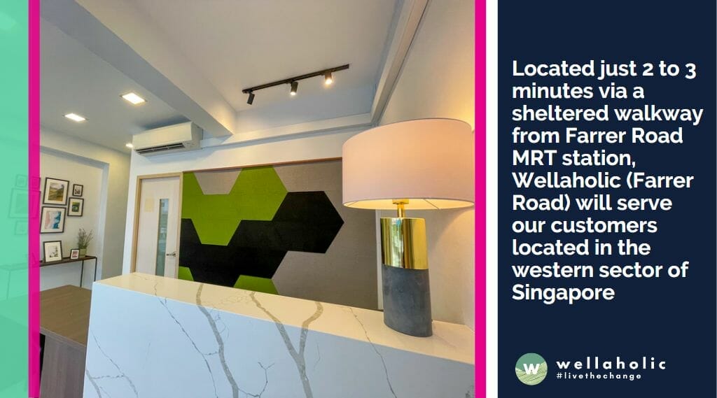 Located just 2 to 3 minutes via a sheltered walkway from Farrer Road MRT station, Wellaholic (Farrer Road) will serve our customers located in the western sector of Singapore