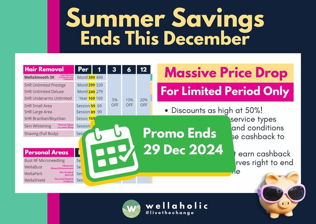 We started something amazing in June 2024. We cut our prices by 50% across all treatments. What began as a one-month special turned into Singapore's best beauty deal of the year. Now, after helping thousands of customers save big, this offer ends December 29, 2024.