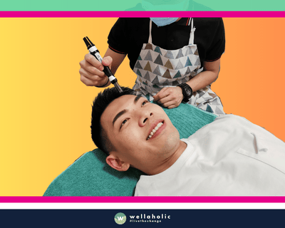 In the cosmopolitan city of Singapore, a male customer is experiencing the advanced Microneedling treatment at Wellaholic. This innovative treatment is designed to help individuals achieve their skincare goals by using microneedling technology to stimulate the skin’s natural healing process and promote collagen production. The Microneedling treatment is a non-invasive procedure that uses tiny needles to create micro-channels in the skin, which triggers the body’s natural healing process and stimulates the production of collagen and elastin. This process results in smoother, firmer, and more youthful-looking skin, enhancing the individual’s overall appearance. The effectiveness of the Microneedling treatment is widely recognized. Many customers have reported visible improvements in their skin texture, tone, and firmness after just a few sessions, making it a popular choice for those seeking a safe and effective skincare treatment.