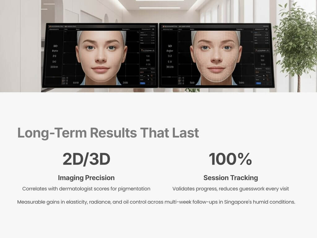 Measurable gains in elasticity, radiance, and oil control across multi-week follow-ups in Singapore's humid conditions.