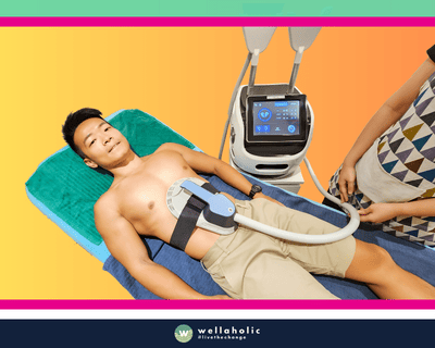 In the heart of Singapore, a male customer is experiencing the state-of-the-art WellaMuscle treatment at Wellaholic. This advanced treatment is designed to help individuals achieve their fitness goals by using EMS (Electrical Muscle Stimulation) technology to enhance muscle strength and improve body contour. The WellaMuscle treatment is a non-invasive procedure that uses electrical impulses to stimulate muscle contraction, mimicking the natural way the body moves. This process results in improved muscle tone and strength, enhancing the individual’s overall physique and fitness level. The effectiveness of the WellaMuscle treatment is widely recognized. Many customers have reported visible improvements in their muscle tone and strength after just a few sessions, making it a popular choice for those seeking a safe and effective fitness enhancement treatment. The male customer undergoing the treatment is in the capable hands of Wellaholic’s professional staff. Their expertise and dedication to customer satisfaction ensure a positive and comfortable experience throughout the treatment process.