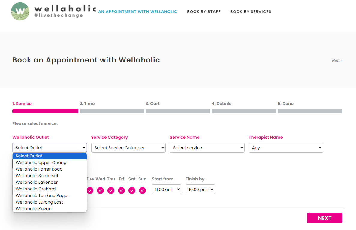 Wellaholic Booking System. Book Your Service Appointment Now!