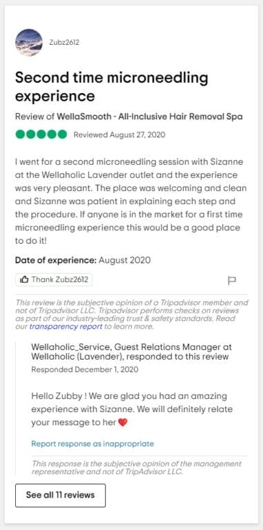 Positive Customer Review on Wellaholic's Microneedling Treatment 