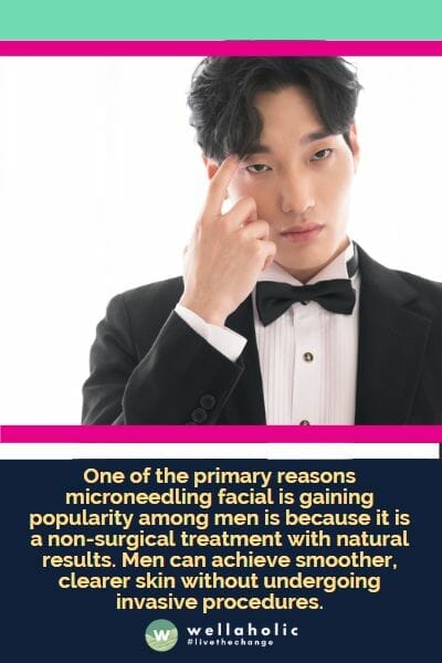 One of the primary reasons microneedling facial is gaining popularity among men is because it is a non-surgical treatment with natural results. Men can achieve smoother, clearer skin without undergoing invasive procedures.