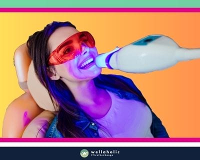 Teeth whitening works through a simple chemical reaction. When peroxide breaks down, it releases oxygen molecules that penetrate your tooth enamel. These molecules break apart the compounds causing stains, leaving your teeth whiter. At Wellaholic, we use medical-grade peroxides that are safe and effective for tooth whitening.