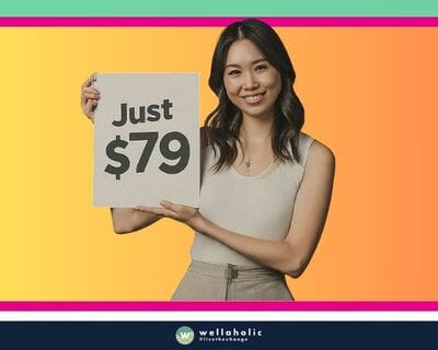 smiling lady holding a sign that says Just $79