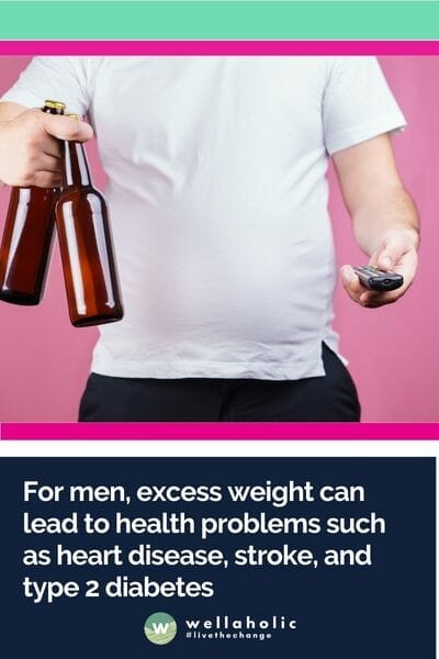 For men, excess weight can lead to health problems such as heart disease, stroke, and type 2 diabetes