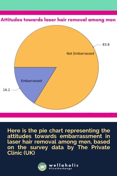Here is the pie chart representing the attitudes towards embarrassment in laser hair removal among men, based on the survey data by The Private Clinic (UK)