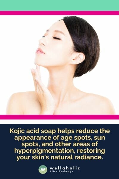 Kojic acid soap helps reduce the appearance of age spots, sun spots, and other areas of hyperpigmentation, restoring your skin's natural radiance.