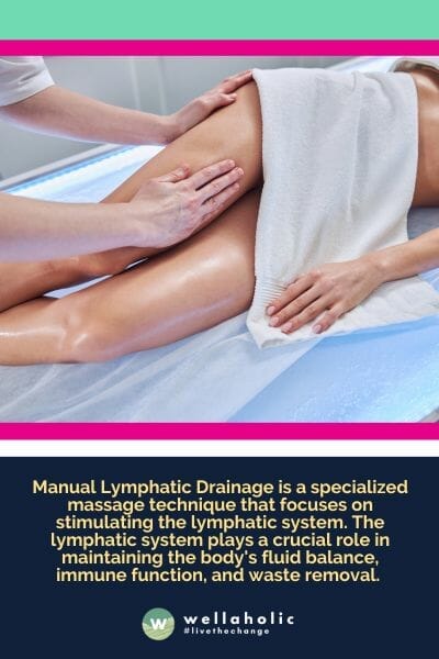 Manual Lymphatic Drainage is a specialized massage technique that focuses on stimulating the lymphatic system. The lymphatic system plays a crucial role in maintaining the body's fluid balance, immune function, and waste removal. 