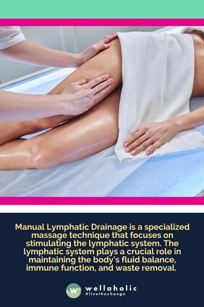 Manual Lymphatic Drainage is a specialized massage technique that focuses on stimulating the lymphatic system. The lymphatic system plays a crucial role in maintaining the body's fluid balance, immune function, and waste removal.