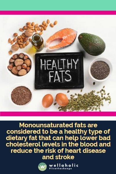 单不饱和脂肪被认为是一种健康的膳食脂肪，可以帮助降低血液中的不良胆固醇水平，减少心脏病和中风的风险。