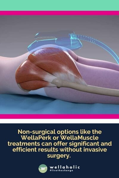 Non-surgical options like the WellaPerk or WellaMuscle treatments can offer significant and efficient results without invasive surgery. 