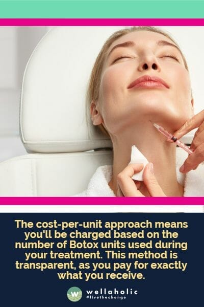 The cost-per-unit approach means you'll be charged based on the number of Botox units used during your treatment. This method is transparent, as you pay for exactly what you receive.