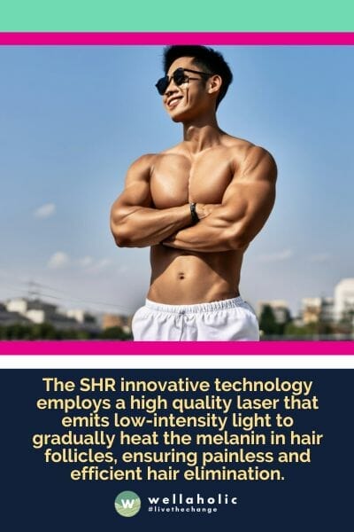 这项创新技术采用高质量的激光，发射低强度光线逐渐加热毛囊中的黑色素，确保无痛高效的脱毛。