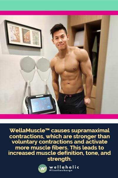 WellaMuscle™ causes supramaximal contractions, which are stronger than voluntary contractions and activate more muscle fibers. This leads to increased muscle definition, tone, and strength.