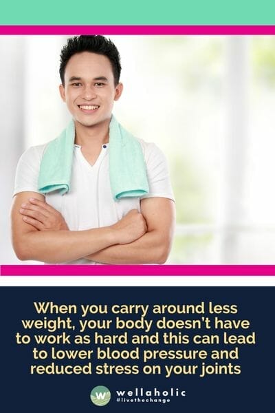 When you carry around less weight, your body doesn’t have to work as hard and this can lead to lower blood pressure and reduced stress on your joints
