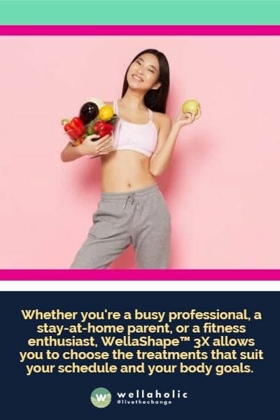 Whether you're a busy professional, a stay-at-home parent, or a fitness enthusiast, WellaShape™ 3X allows you to choose the treatments that suit your schedule and your body goals. 