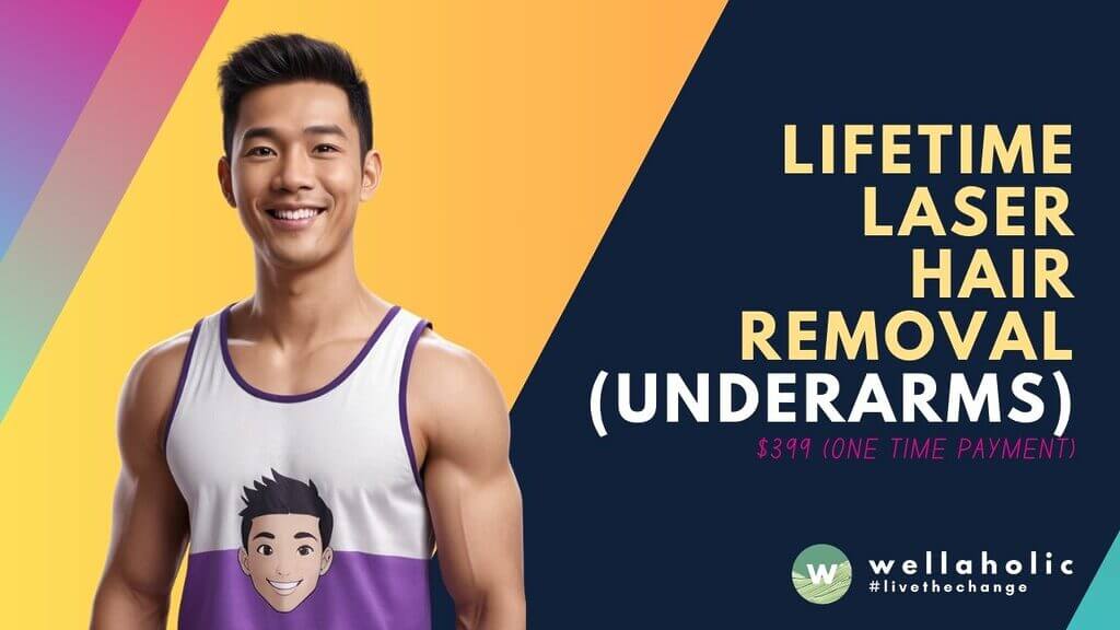 Men, ditch painful waxing forever! Wellaholic's $399 lifetime underarm hair removal plan offers unlimited SHR treatments designed for coarser male hair. One payment, permanent results.