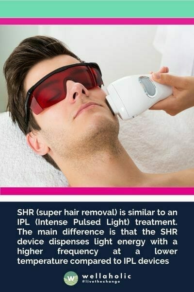  SHR or Super Hair Removal uses laser light energy to penetrate the hair shaft