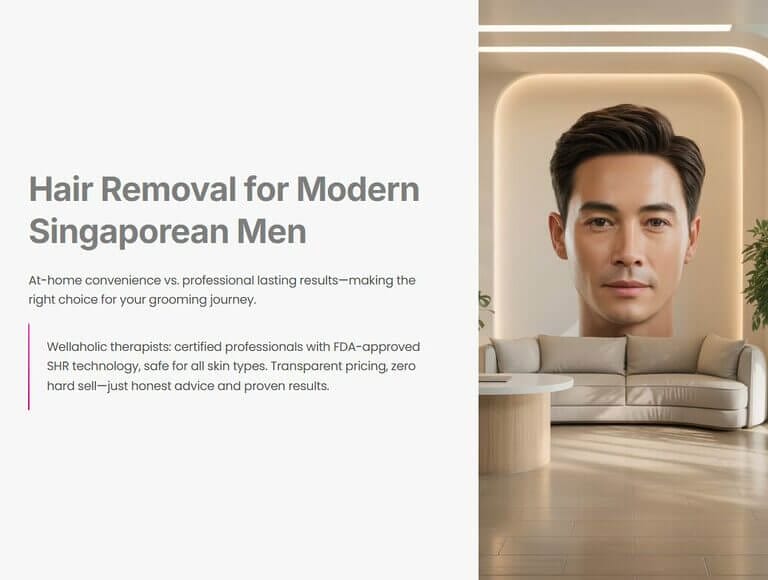 At-home vs clinic hair removal for Singaporean men: Get expert answers on pros, costs, results, and the best option. Achieve smoother skin—compare and book with Wellaholic.